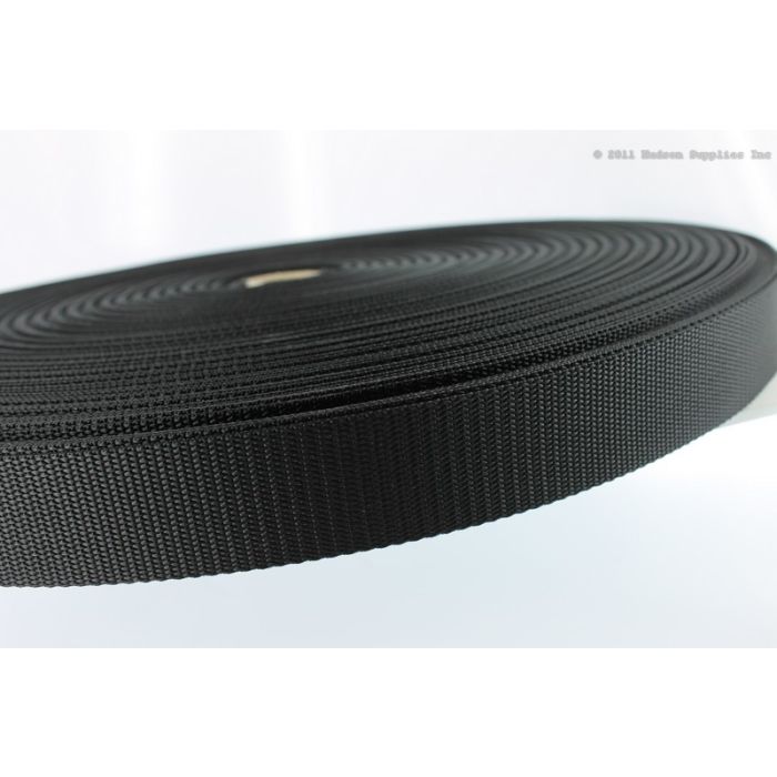Nylon Webbing Light (17337) 1" (25mm) 401 Black (By the roll)