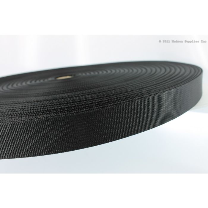 Nylon Webbing Light (17337) 1-1/4" (30mm) 401 Black (By the roll)
