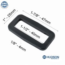 Black Basic Wide Mouth Looploc 1.5" on a white background, featuring a blue Hudson logo.

