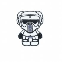 Kuma Korps Star Wars Stormtrooper Scout morale patch featuring a speed bike scout trooper, displayed against a white background.