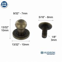 Button spot studs with screw back for leather articles