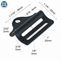 ITW Double Bar Buckle 1" Steel Zinc Black 00648-09