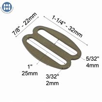 ITW Ajusteur M&eacute;tal Ovale 08090-22 25mm Brun Coyote