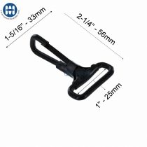 Crochet Mousqueton M&eacute;tal Anneau Fix&eacute; 25mm Noir