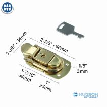 Hudson Drawbolt with Key Flash Brass