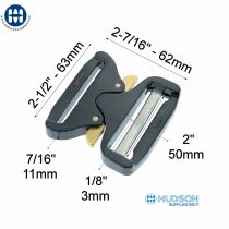 Cobra Interlocking Metal Buckle 2" (50mm) Black XL