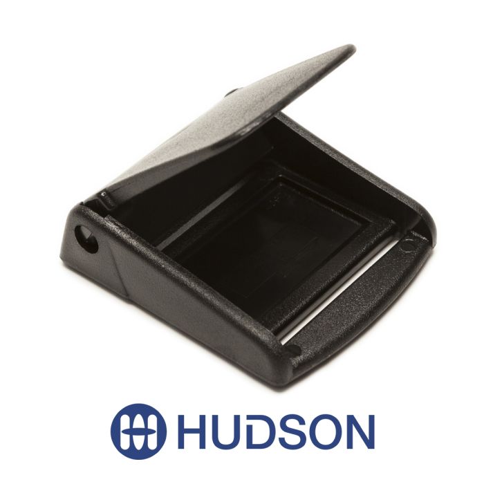 Black ITW Fixlock Cam Buckle 2
" on a white background, featuring a blue Hudson logo.