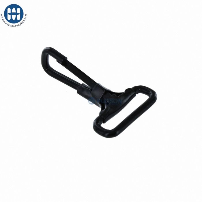 Crochet Mousqueton Métal Anneau Fixé 25mm Noir