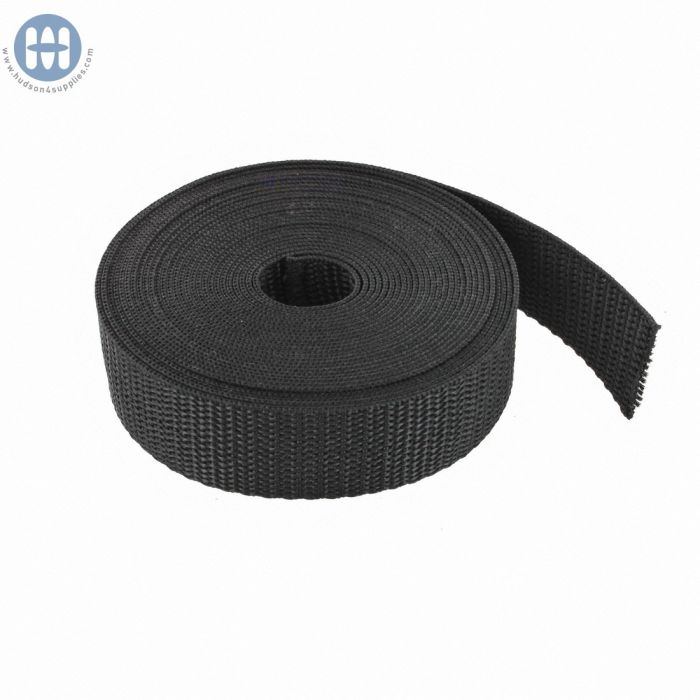 Polypropylene Webbing 1/2" (13mm) 401 Black (By the roll)