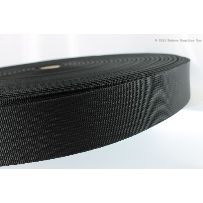 Nylon Tubular Webbing  1" (25mm) 401 Black (By the yards)