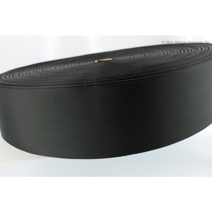 Nylon Webbing Light (17337) 3" (75mm) 401 Black (By the roll)
